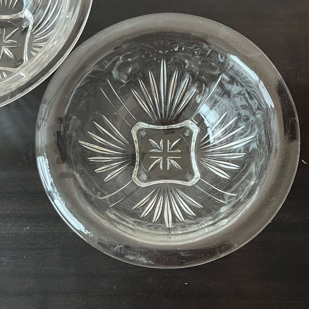 Vintage Jefferson Glass Star Clear Nesting Bowls // Set of 2 // 1940s Kitchen